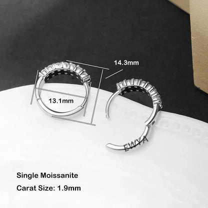 New In D Color 2-Row 0.76cttw Full Moissanite Hoop Earrings for Women Fine Jewelry S925 Silver Diamond Earring Ear Buckle