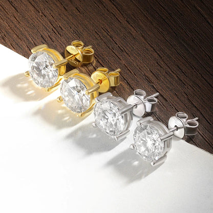 D VVS1 Round Moissanite Earring s925 Sterling Sliver Plated with 18k Gold Earrings for Women Wedding Fine Jewelry Gift