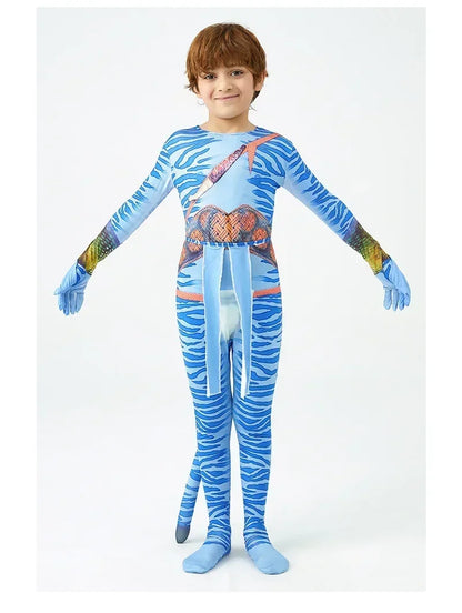 Avatar Costume for Kids Cosplay Alien Child Boy Girl Avatar The Way of Water Christmas Halloween Masquerade Party Dress Up