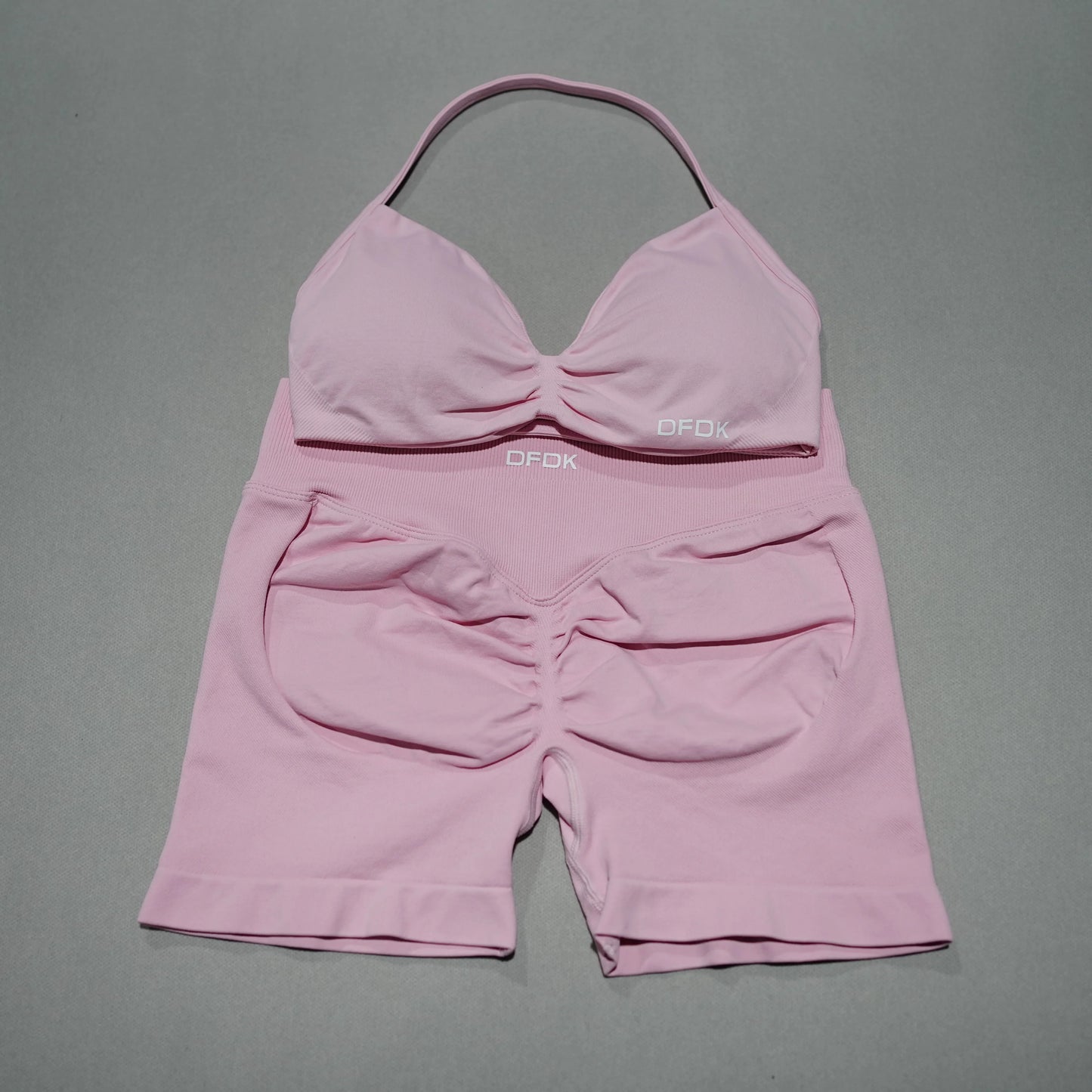 Women 2PCS Fitness Sports Set Lace Up Yoga Bra High Waist Short Leggings Seamless Cycling Running Workout Activewear