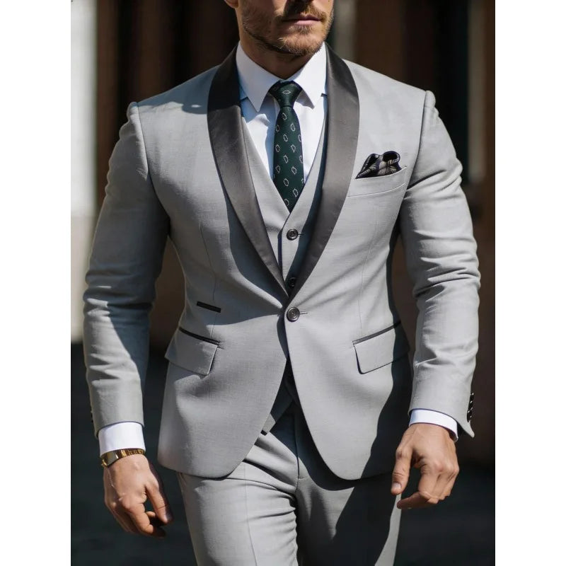Men's 3pcs Suit Set Jacket Vest Pants, Prom Party Wedding Business Suits for Men мускульный костюм wedding suits for men