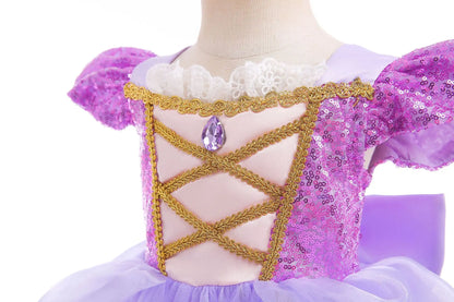 Vestido de Princesa Verão Rapunzel Menina Cosplay Enrolados Festa de Aniversário de Halloween Vestido Fantasia de Aniversário Infantil