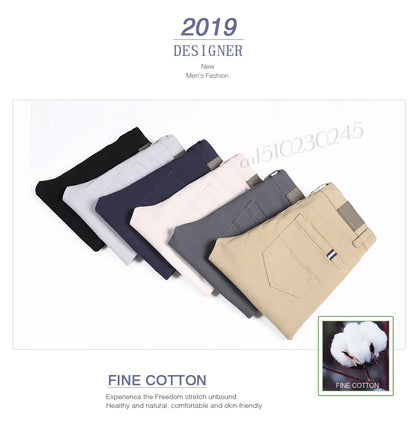 6 Color Men Slim Casual Pants New Classic Business Fashion Comfortable Stretch Cotton Elastic Straigh Trousers Male