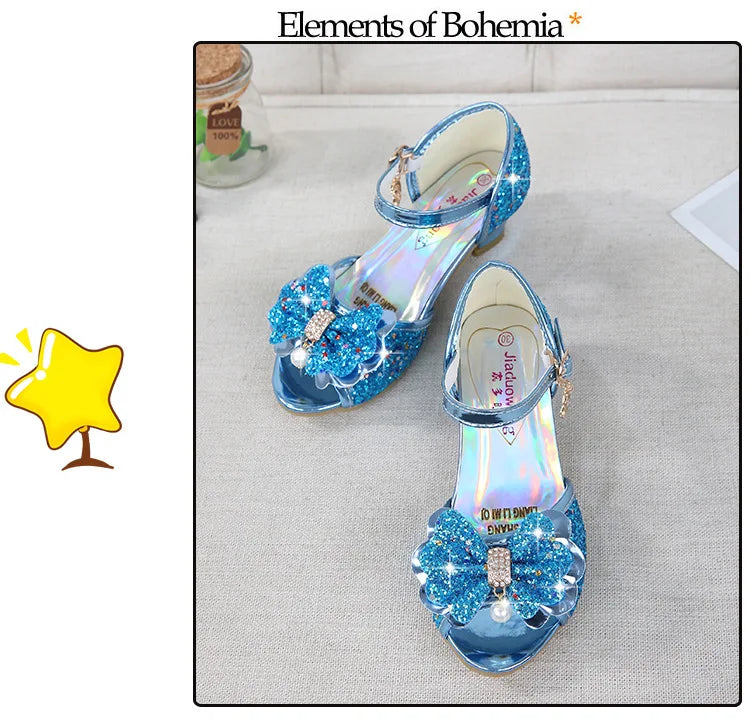 Girls High Heels For Kids Princess Leather Sandals Children Halloween Cosplay Party Wedding Dancing Shoes Fashion Crystal Shoes