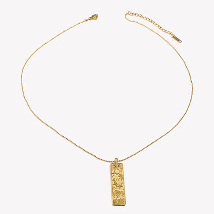18k Gold Plated Rectangle Shape 12 Constellation Pendant Necklace Stainless Steel Waterproof Fashion Women's Jewelry