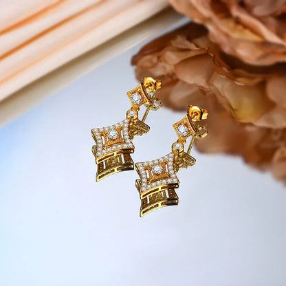 Luxurly D Color VVS1 Brilliant Moissanite Earrings for Women 925 Sterling Silver Yellow Gold Plated Anniversary Jewelry