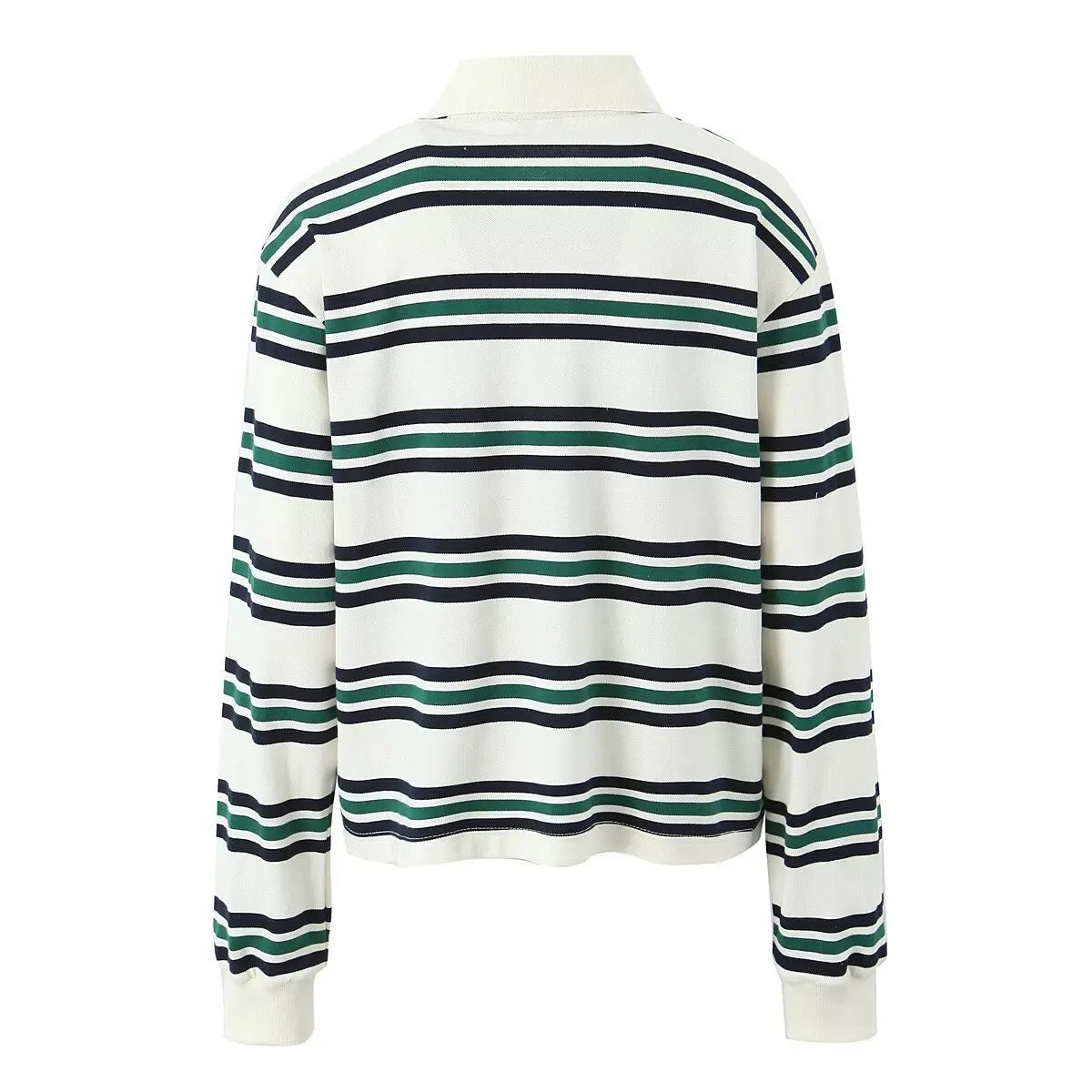 2025 Summer Ladies Polo Shirts Woman Long Sleeve Crop Top Striped Vintage Clothes Polo Shirts Mujer Streetwear Casual Tops Brown