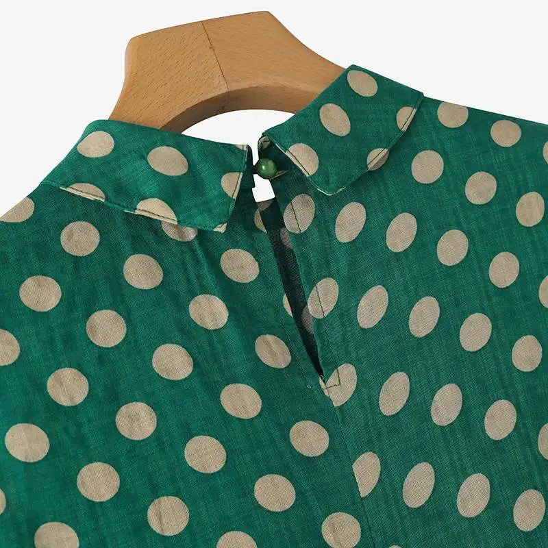 Women Dots Tank Tops 2024 Summer Sleeveless Camis Blouse Korean Fashion Round Neck Shirt Casual Loose Round Neck Tunics