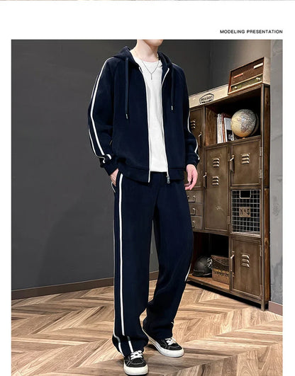Big Size 8xl 7xl Corduroy Men's Tracksuit Set Black Hoodie Pants 2pcs Suits Autumn Winter Jacket Hooded Oversize Sportswear Man