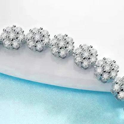 Flower Full Moissanite Tennis Bracelets 925 Sterling Silver D Color Lab Diamond for Women Hand Chain Gift Fine Jewelry GRA