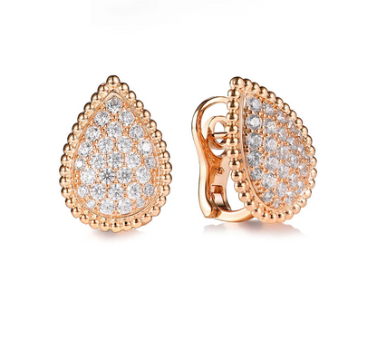 Vintage Ear Clip Earrings for Women Luxury Jewelry Fashion Party Large Water Drop Design Gold Plated Eardrop Stud Earring