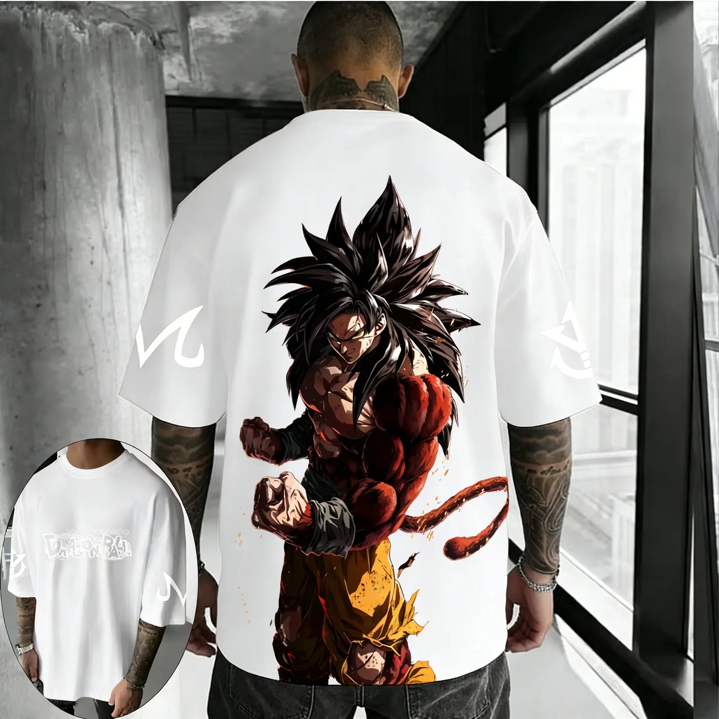 T-shirt Summer New Super Saiyan 4 Co Branded Men's Street Hip Hop Oversized Casual Short Sleeve Top