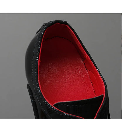 Men's High-heeled Leather Shoes Fashion Red Wedding Dresses Shoes For Men Luxury Formal Shoes Man zapatos de vestir