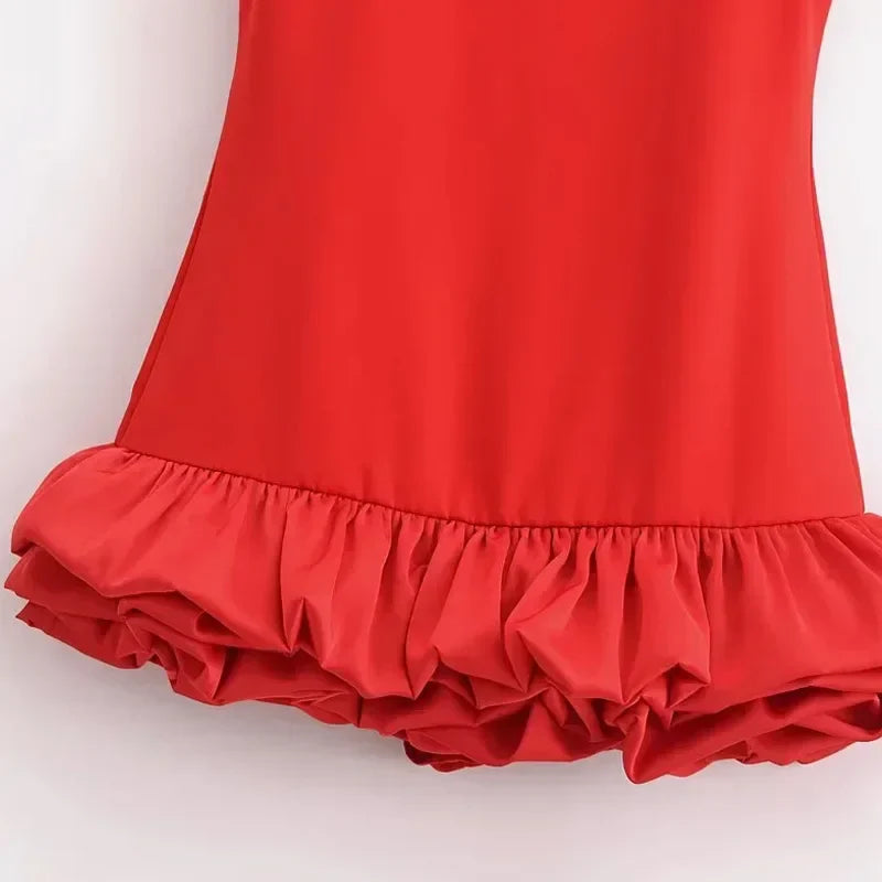 White Short Dress Women's Ruffle Backless Party Dresses Black Red Sleeveless Bodycon Mini Dress Woman Summer Sexy Vestidos