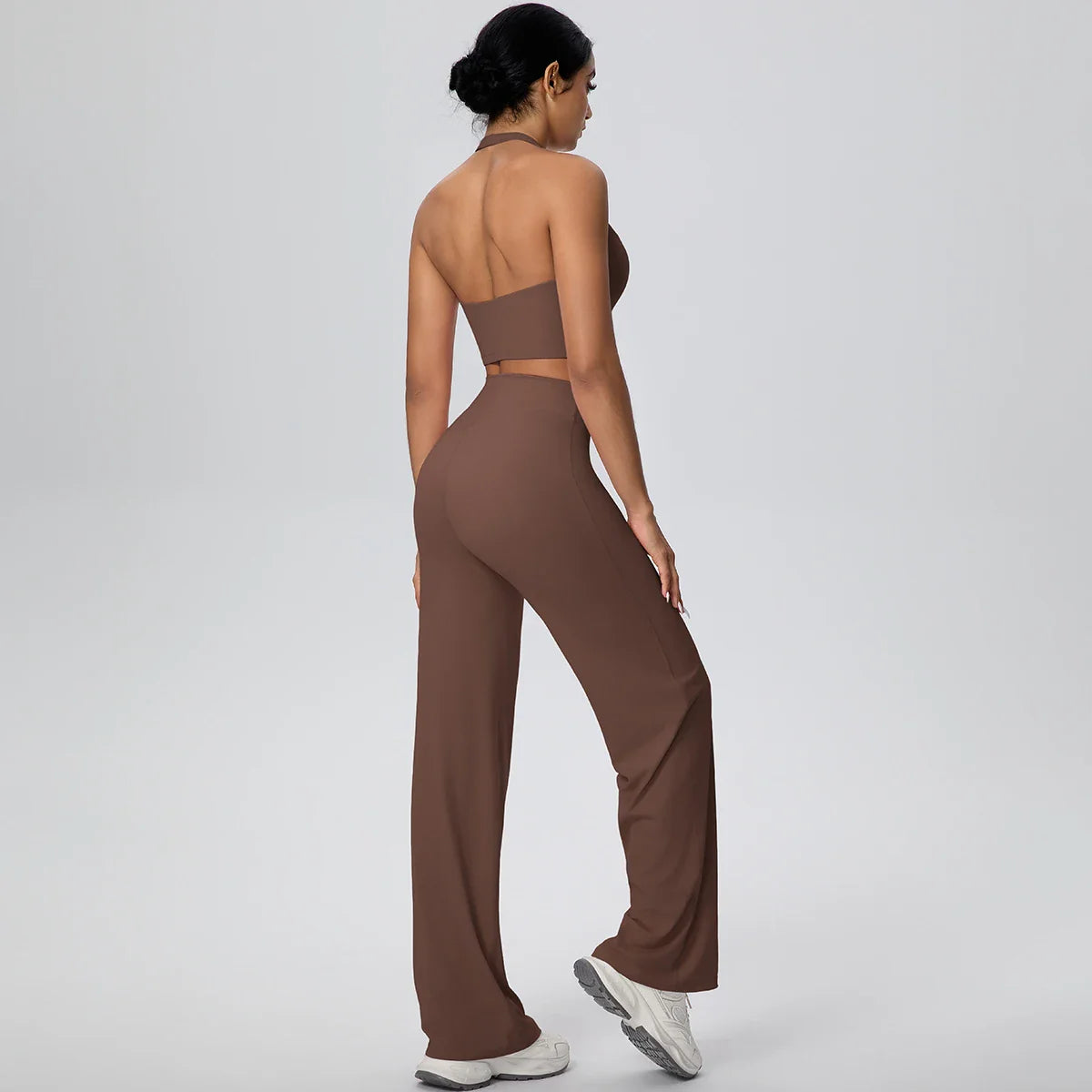2PCS Woman Backless Hanging Neck Bra and Pants Yoga Set Summer Breathable Gym Sports Running Workout Top Hot Sales Yoga Set