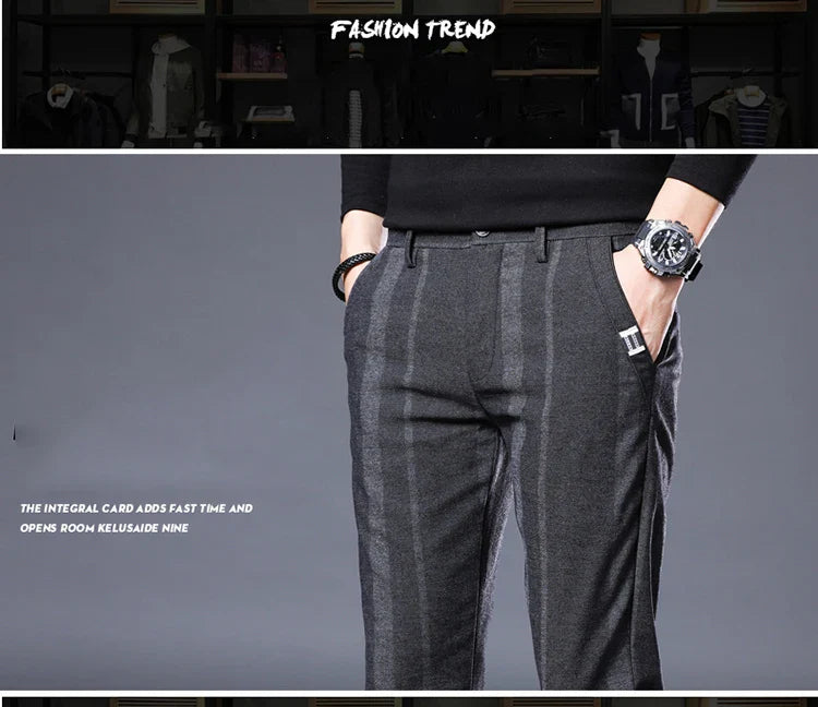 Business Casual Pants Men Slim Fit Fashionable Outdoor Elastic Breathable Sports Pants Formal Fashion Korean Clothes Trousers