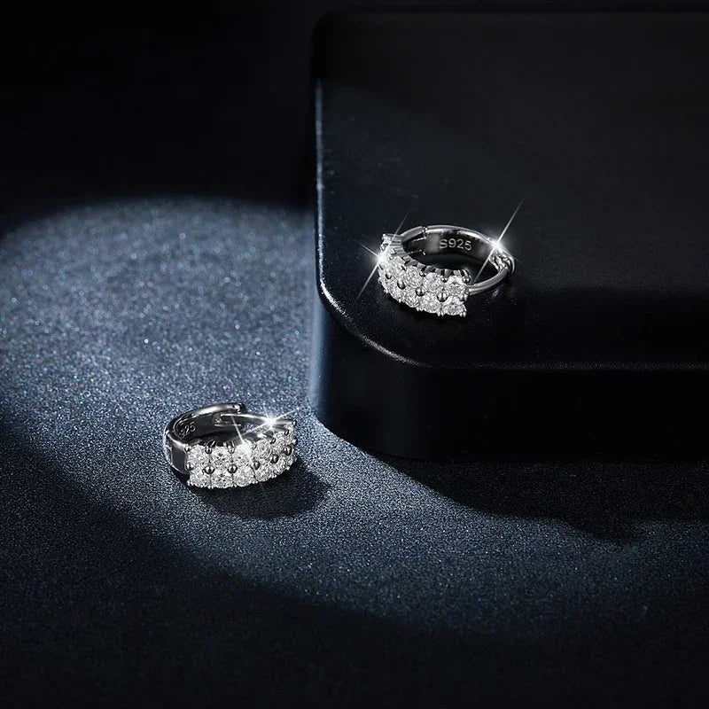 Full Moissanite Stud Earrings For Women 925 Sterling Earring  Hoops Silver Sparkling Fine Jewelry Gifts with Certificate