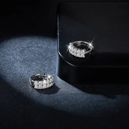 Full Moissanite Stud Earrings For Women 925 Sterling Earring  Hoops Silver Sparkling Fine Jewelry Gifts with Certificate