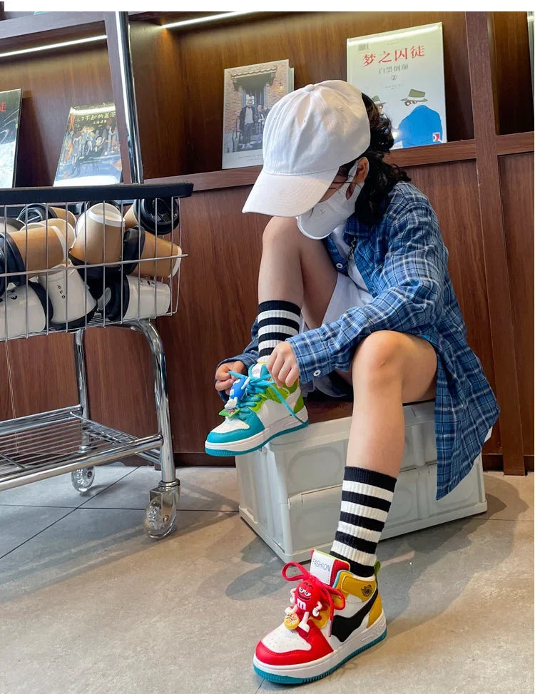 Boys Girls Shoes Board Shoes Children Casual Shoes New Four Seasons Kids Single Sneaker Mandarin Ducks Basketball Sports Shoes