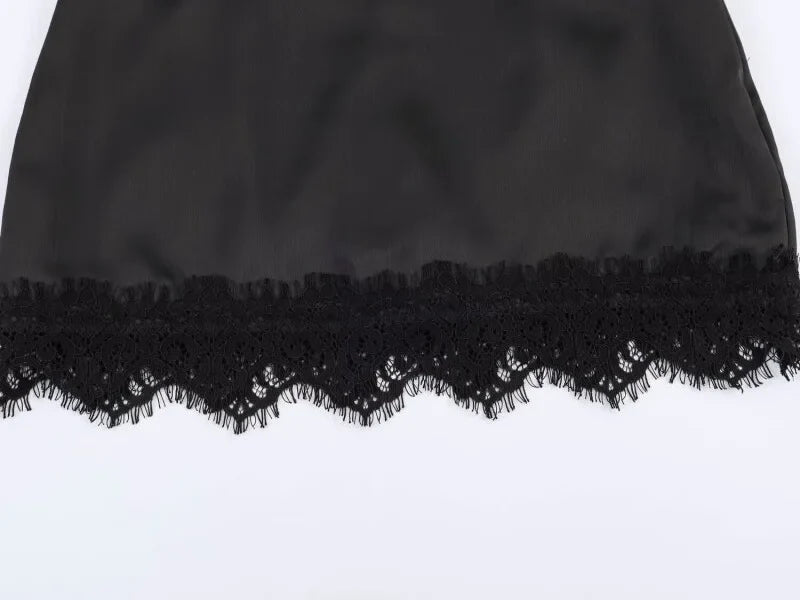 Summer Women Elegant Satin Silk Lace Fringe Mini Skirt High Waist Slim Anti-light Safety Bottoming Half Slip Underskirt 3 Colors