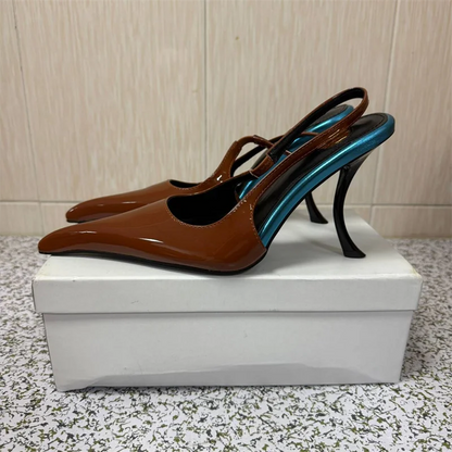 European American Women High Heeled Shoes Woman's Strange Heels Stiletto Summer Sandals Sexy Ladies Shallow Wedding Dance Pumps