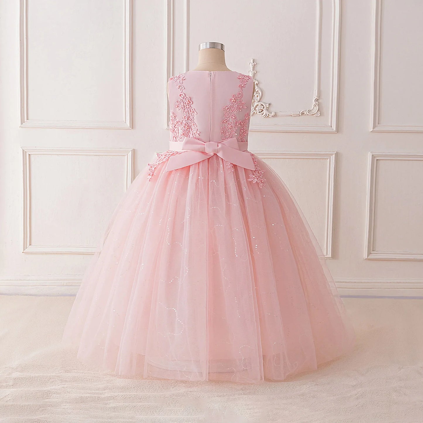 Summer Flower Baptism Bridesmaids Girls Dress Tulle Wedding Birthday Princess Party Dress Girls Graduation Evening Kids Clothing