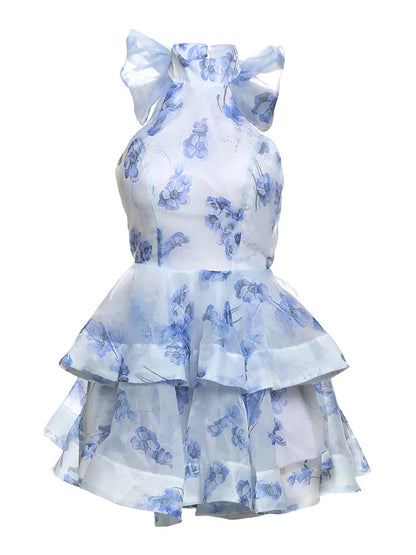 Autumn Release Junior Above Knee Mini Sexy High Street Dress Girl Slim Fit Printing Backless Fashion Robe K24D61176