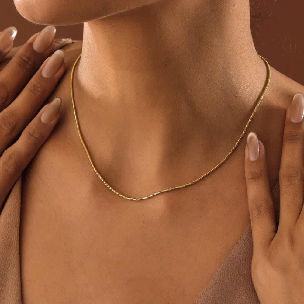 Stainless Steel Gold Color Round Snake Chain Necklace Women Men Long Neck Chains Trendy Punk Jewelry Gift Wholesale