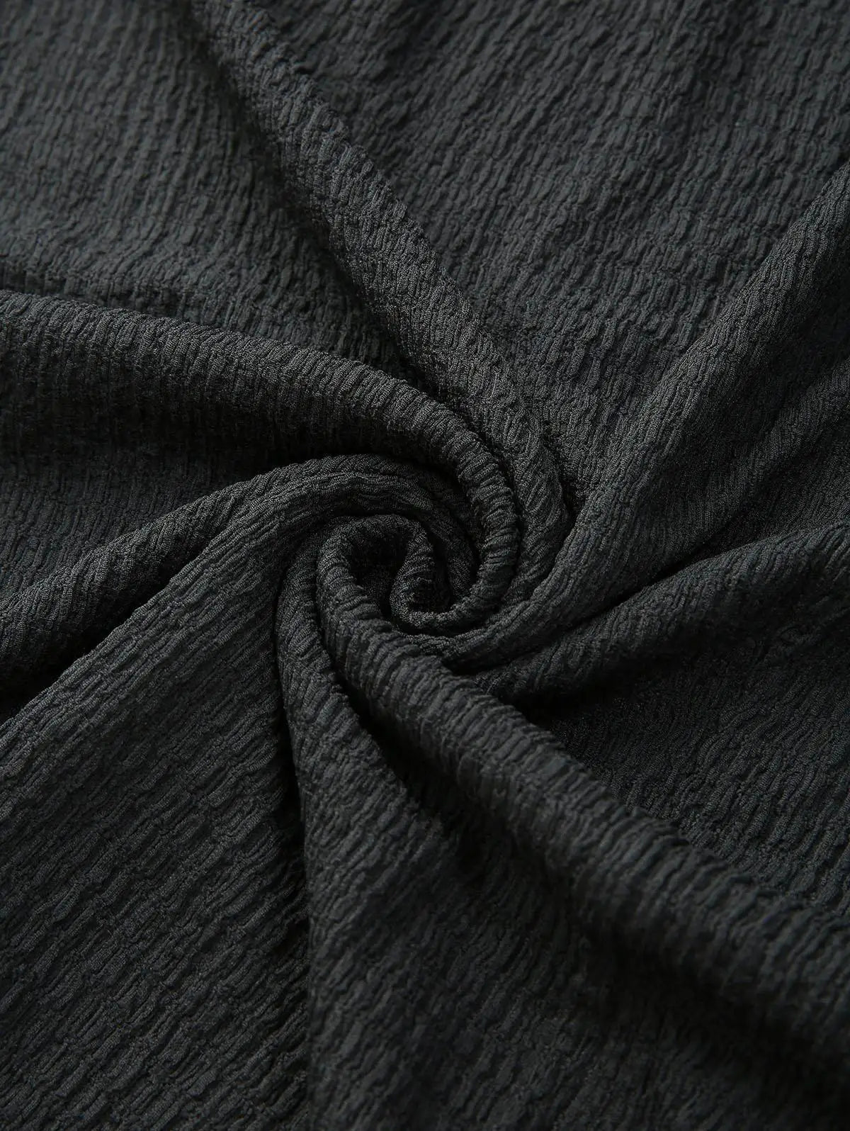 Plus Size Women Casual Skirts Black Elastic Wais Textured Strap Buckle Grommet A Line Skirt With Pocket