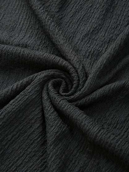 Plus Size Women Casual Skirts Black Elastic Wais Textured Strap Buckle Grommet A Line Skirt With Pocket