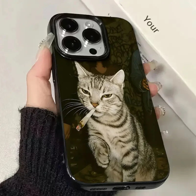 Smoking Cats Black Phone Case For IPhone 17 17Air 16 15 14 Plus 13 12 11 17 Pro Max X XS XR 7 8 Plus Soft Back Cover Case