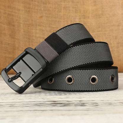 New canvas waist belt men's needle buckle leather belt nylon woven workwear casual tactical young teenagers students