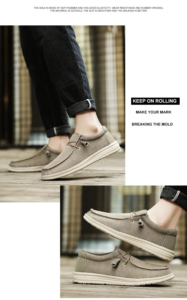 Sapatos de Lona Masculinos Casuais Slip On Alpargatas Homens Moccasins Mocassim Masculino Leve Respirável Tamanho Grande 50