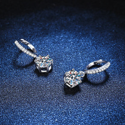 1ct Moissanite Drop Earring for Women Sparkling Diamond Earrings S925 Sterling Silver White Gold Plated Wedding Jewelry