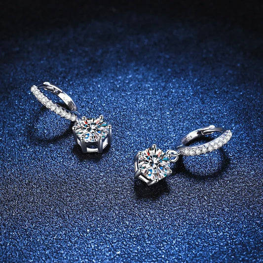 1ct Moissanite Drop Earring for Women Sparkling Diamond Earrings S925 Sterling Silver White Gold Plated Wedding Jewelry