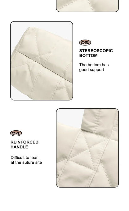Large Soft Puffer Bag Women Big Size College Students Laptop Book Quilted Tote Bag Lady Down-filled Shopping School Bags