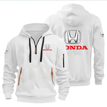 Autumn and Winter Men's Honda Logo Print Casual Hoodie Sportswear Fleece Warm Jacket Suit Shirt Outdoor Racing Fan Clothing