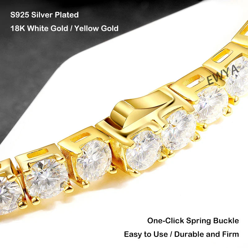 2024 New In GRA Certified 3/4/5/6.5MM White Full Moissanite Tennis Bracelet for Women Men 925 Silver Diamond Link Bracelets