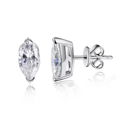 18K Plated 0.3-3CT Certified Moissanite Stud Earrings for Women Marquise Cut Lab Diamond 925 Sterling Silver Jewelry
