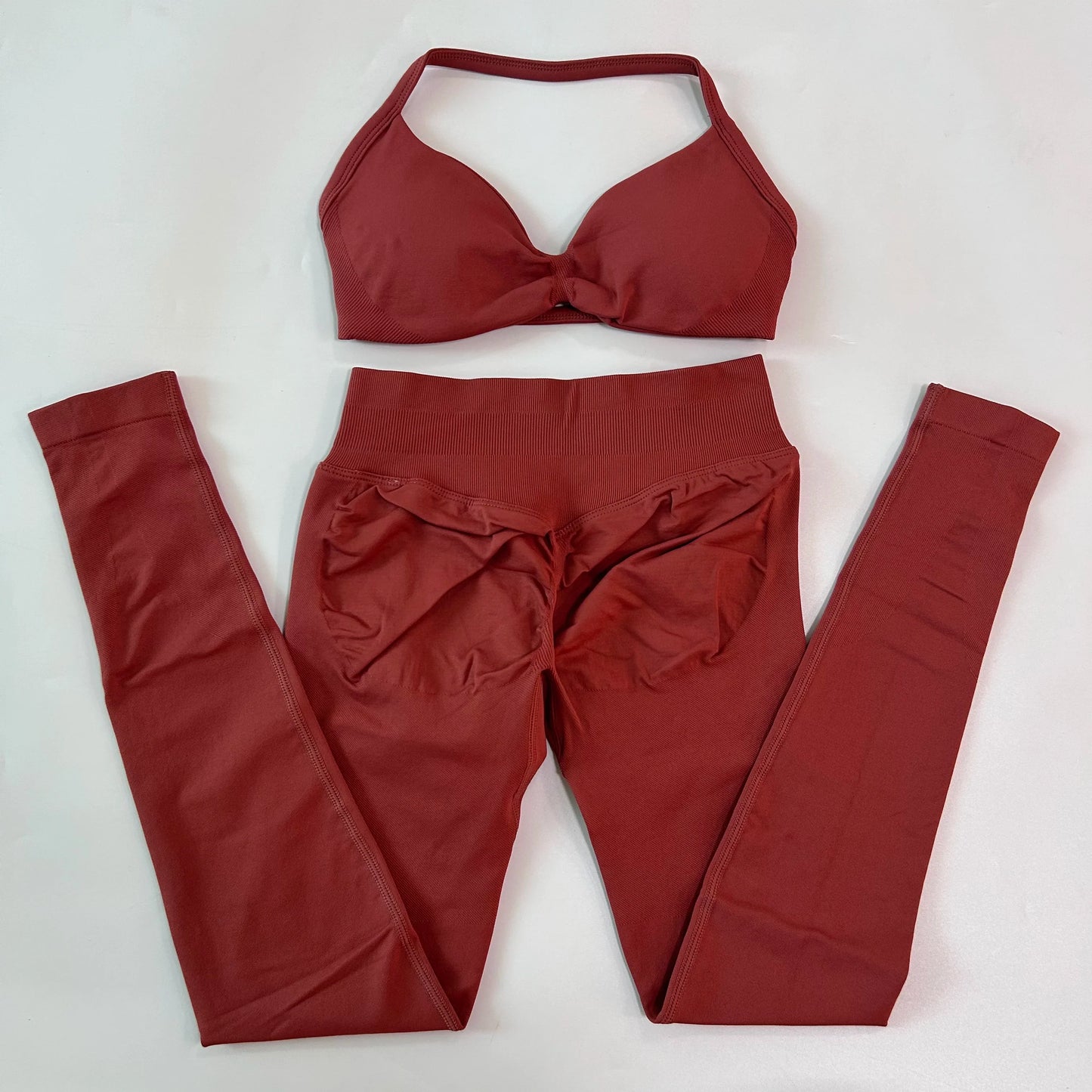 2 Pieces Set For Woman Strappy Yoga Bra Sports Top Workout Leggings Set Seamless Gym Set Fitness Clothes Outfit Activewear