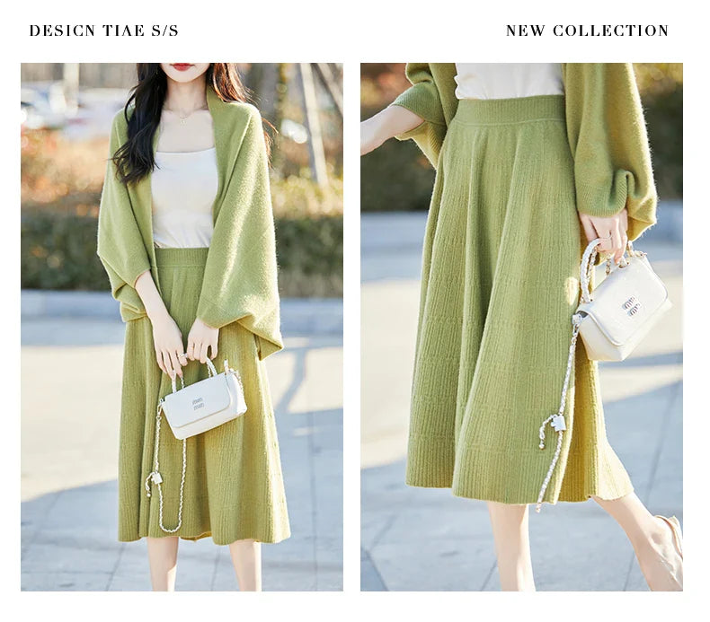 Autumn And Winter High Waist 100% Pure Wool Skirt Female Slim Long Knitted Wool Skirt Loose Wearing A-Line Skirt