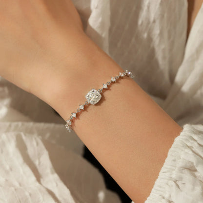 0.8CT D Color Moissanite Luxury Bracelet 925 Sterling Silver Halo Bracelet For Women Bridal Wedding Statement Jewelry