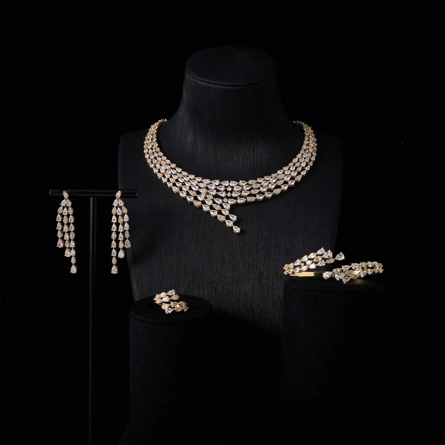 00046 Luxury Bridal Cubic Zirconia Necklace Set for Women Dubai Jewelry Sets  Wed Jewelri Wedding & Engagement musulman ens