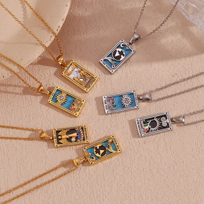 Original New Tarot Queen Lover Magician Moon Necklace Tarnish Free Stainless Steel Jewelry 18K Gold Plated Decoration