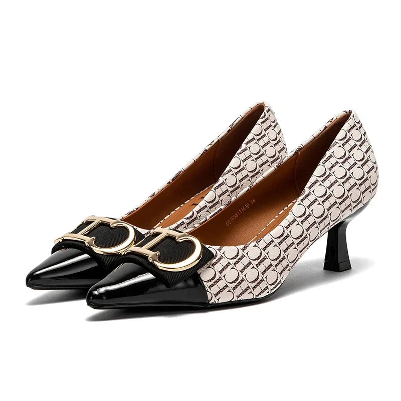 Fine Workmanship Simple Versatile Fashion Women's Single Shoes Classic Style Letter Print Design Women's High Heels
