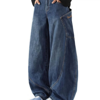 Men's Baggy Barrel Wide Leg Jeans for Men Women Loose Fit Streetwear Y2k Hip Hop Denim Pants