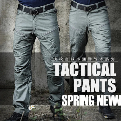 Stretch Hiking Pants Men Water Resistant Rip Stop Cotton Outdoor Work Cargo Pants Multi-Pocket Lightweight Combat Tactical Pants