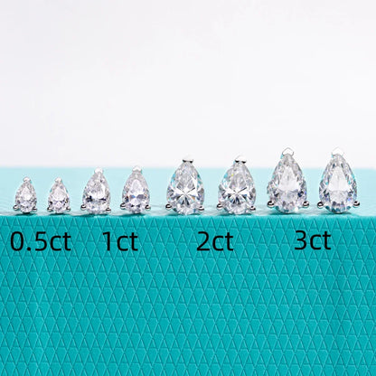 Classic Stud Earrings for Women 1cttw-6cttw Pear Moissanites 925 Sterling Silver D Color VVS1 Moissanite Earrings