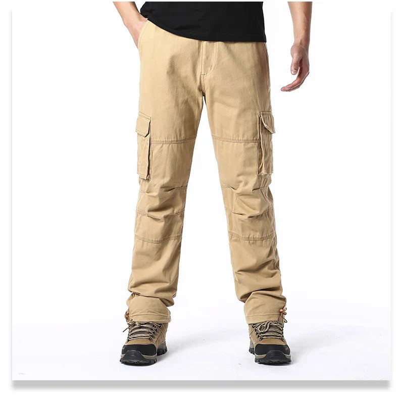 Big Size Men's Casual Sports Pants Stretch Waist Tactical Cargo Pants Man Hiking Pants Joggers Cotton Trousers