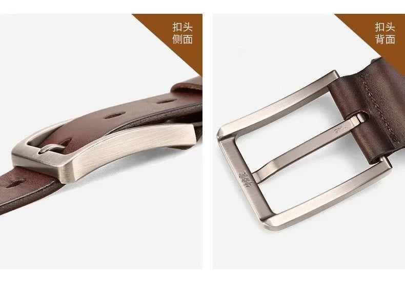Men's Vintage Casual Belt Black Pin Buckle Student Versatile Leather Wide Belt